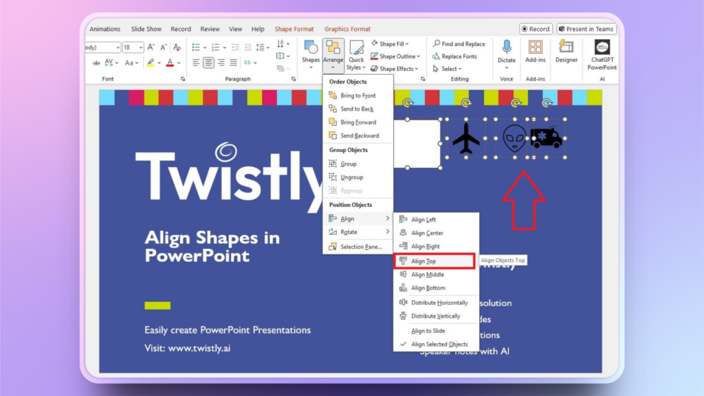 align shapes in PowerPoint