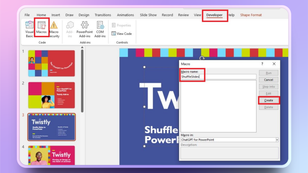 create macro in PowerPoint