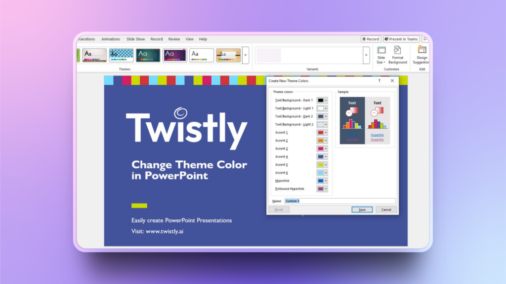 custom colors for themes