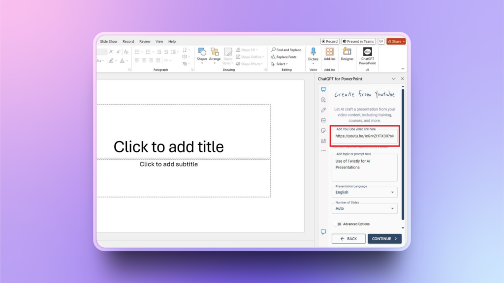 Convert YouTube video to PPT Slides
