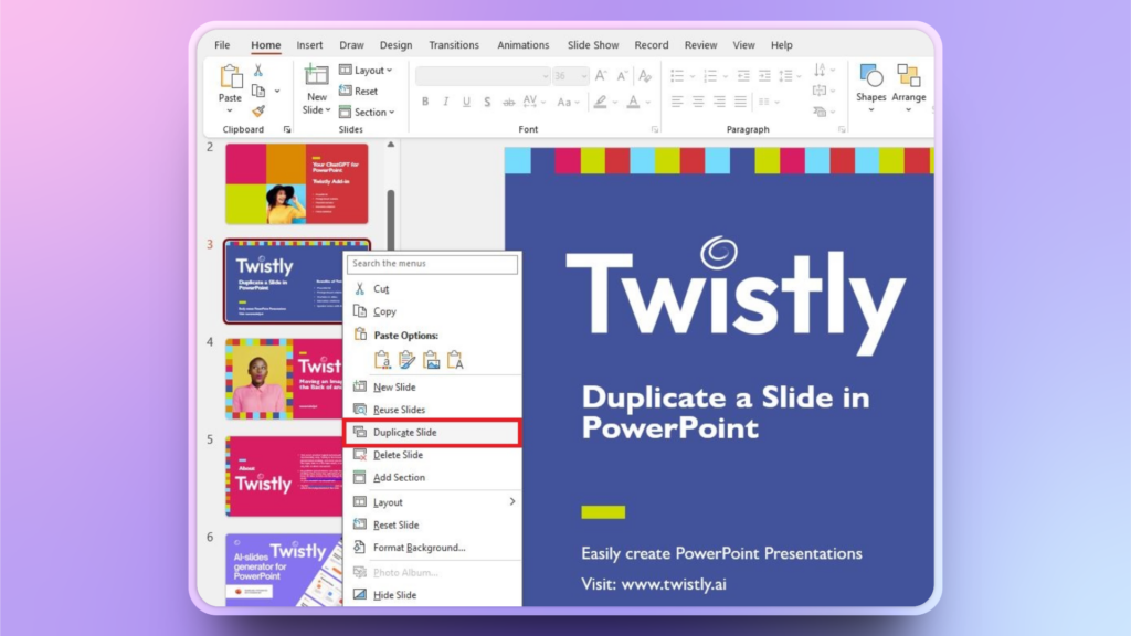 duplicate a slide in PowerPoint