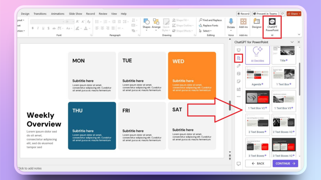 add tables and charts to PPT