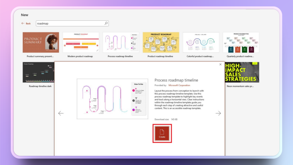 template for PowerPoint roadmap