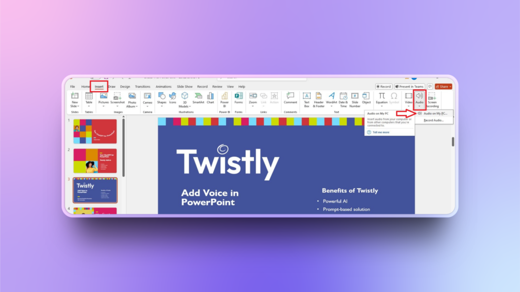 insert audio to PPT