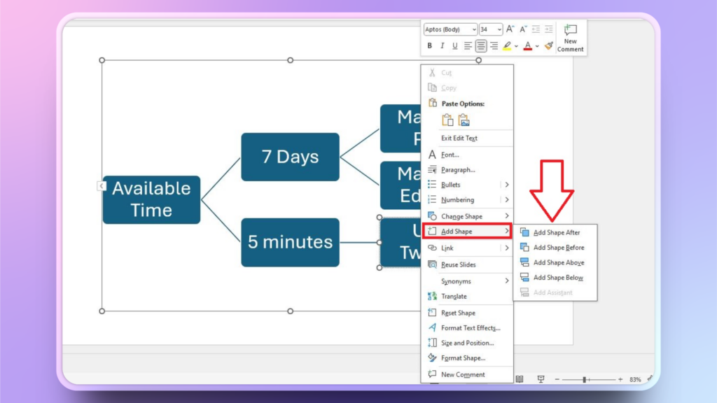 add shapes to decision tree in PowerPoint