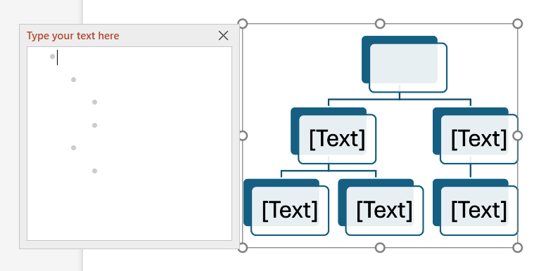smartart editor box in powerpoint for org chart