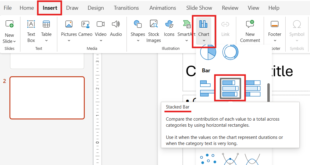 stacked bar chart selector in powerpoint