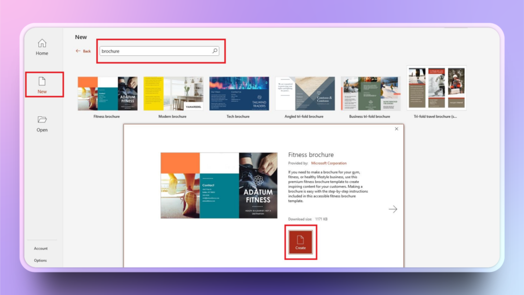 template for Brochure on PowerPoint