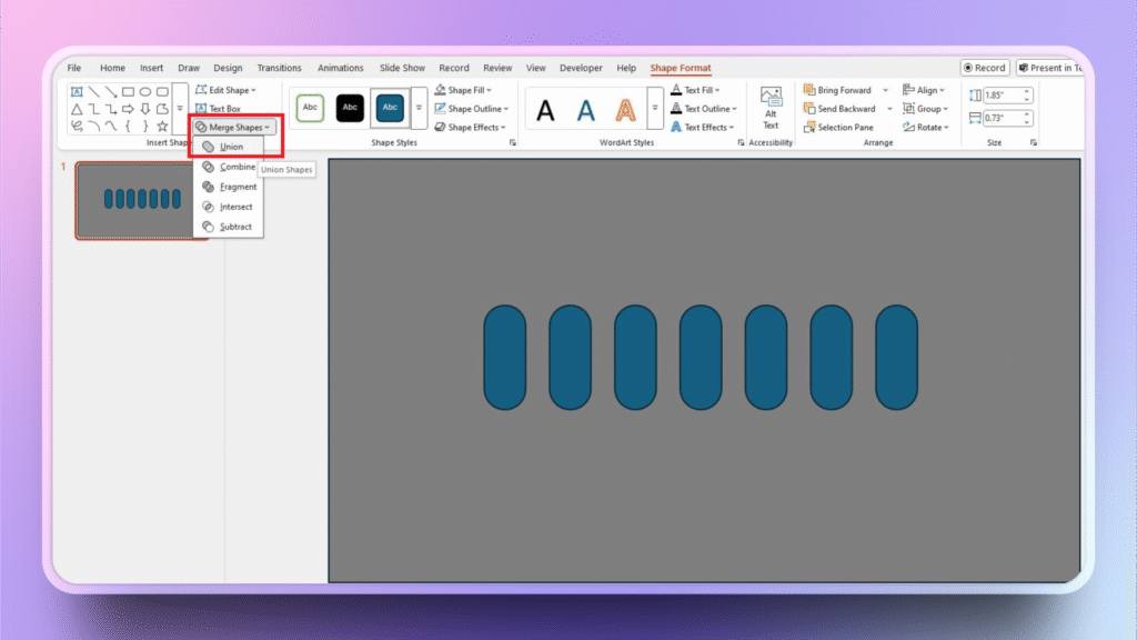 merge shapes in PowerPoint