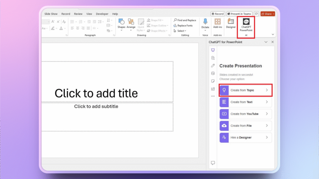 create PPT from AI prompt