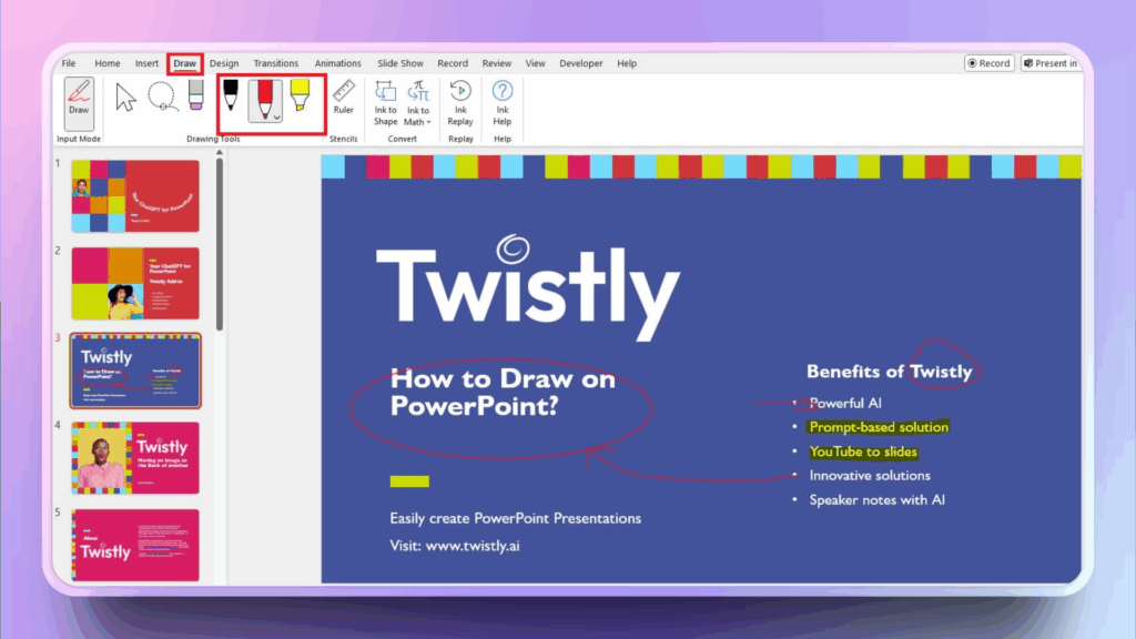 how to draw on PowerPoint