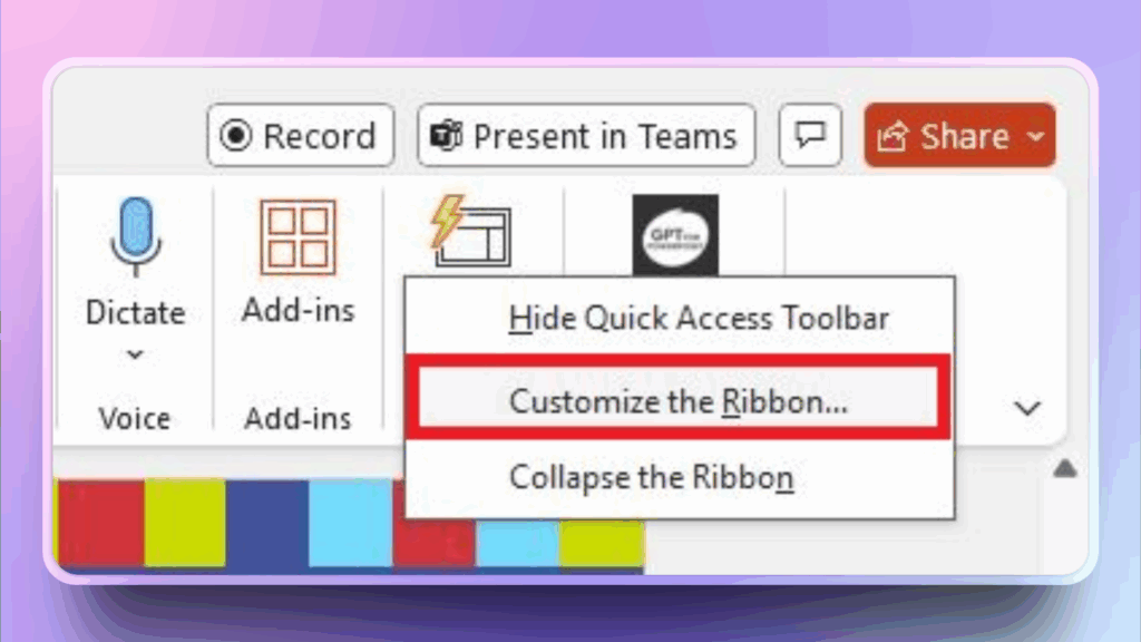 customize ribbon