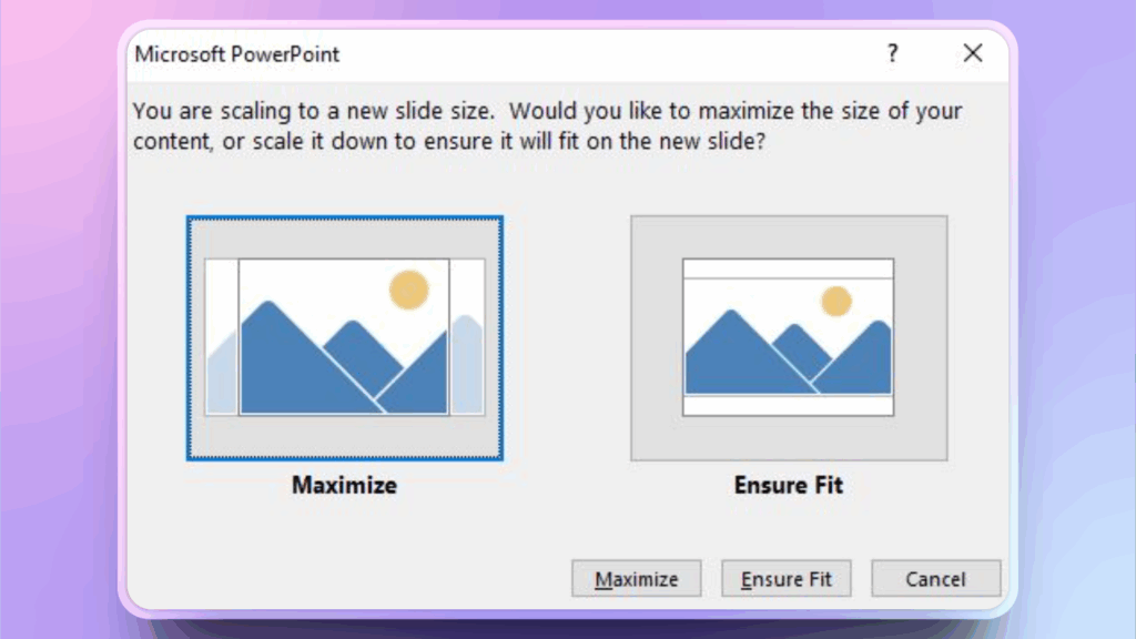 ensure fit or maximize size