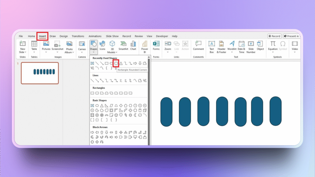 add rectangle in PowerPoint
