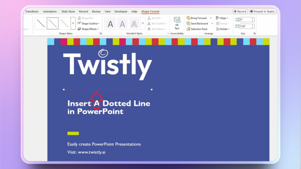 Draw a straight line in PowerPoint