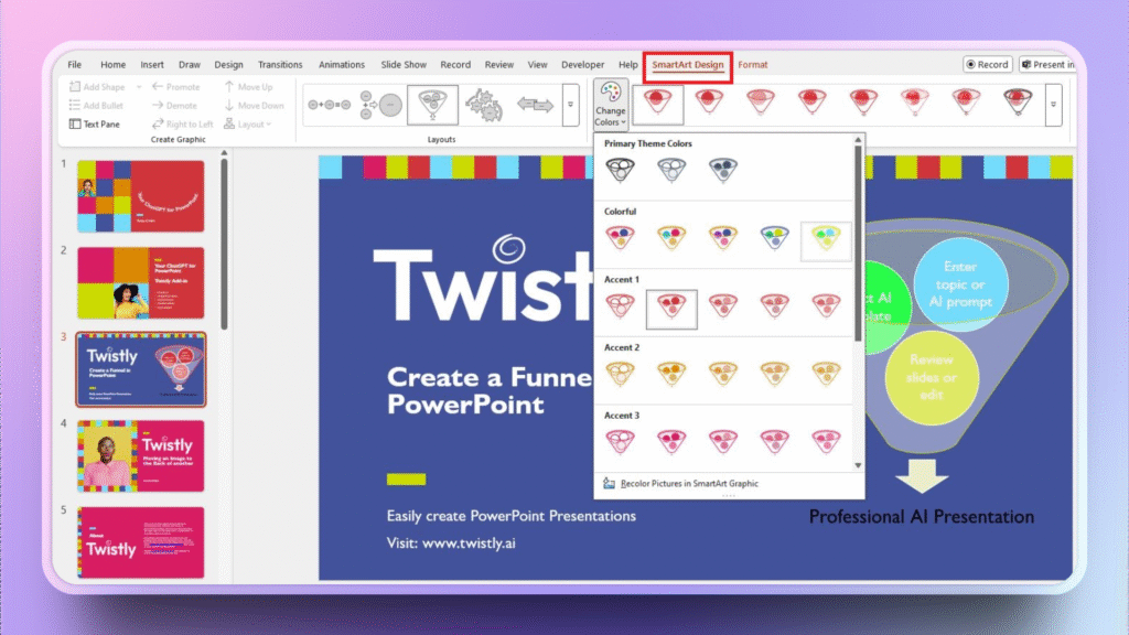 How do you make a funnel in PowerPoint?