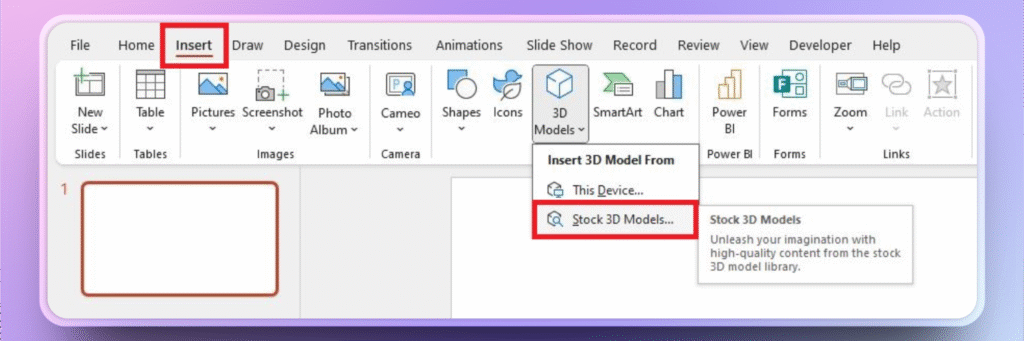 3D models in PowerPoint