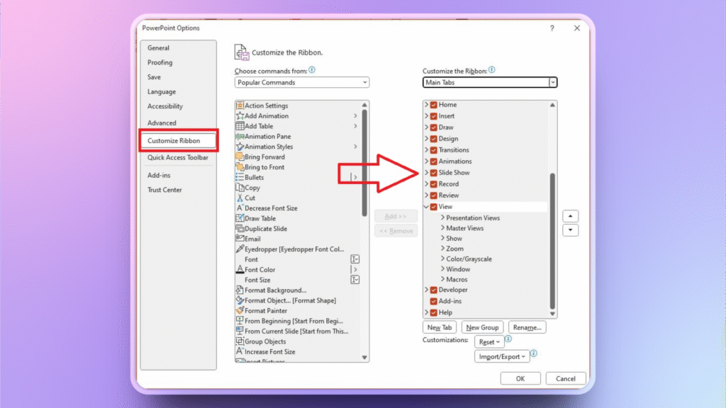 show developer tab in PowerPoint