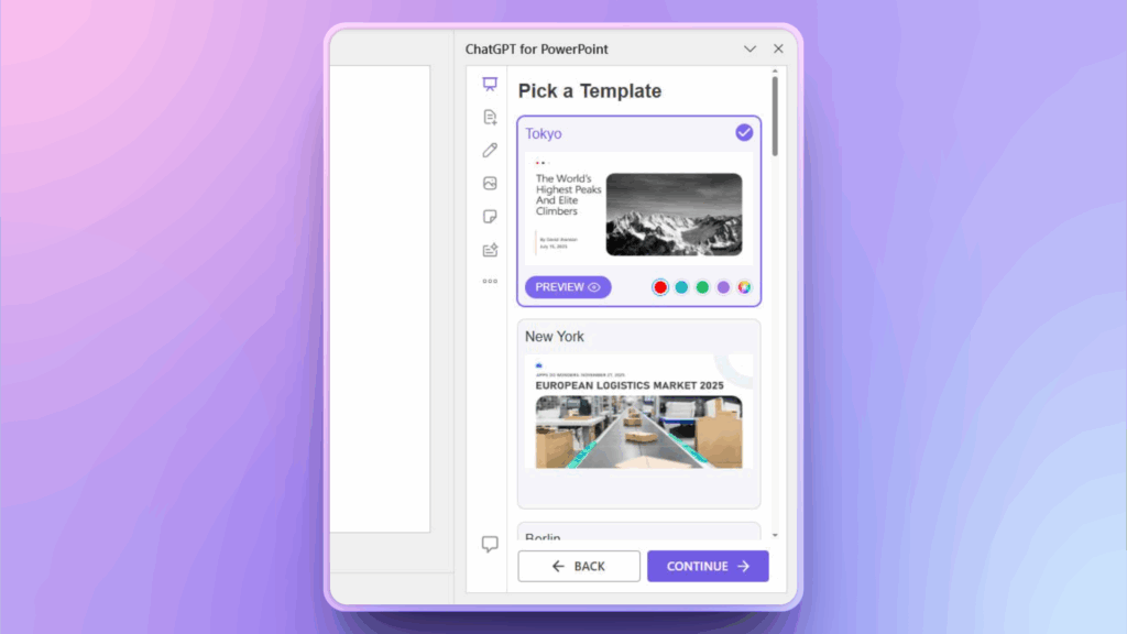AI templates for PowerPoint