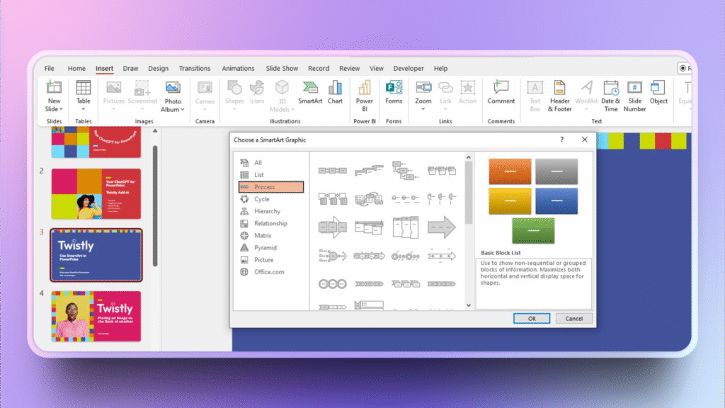 Insert SmartArt in PowerPoint