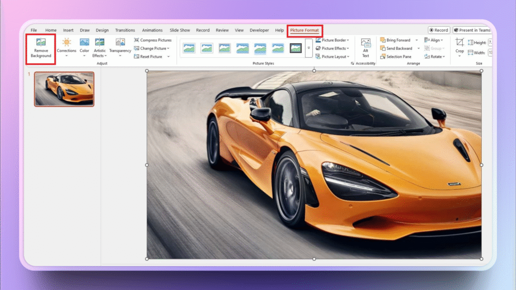 remove background in PowerPoint