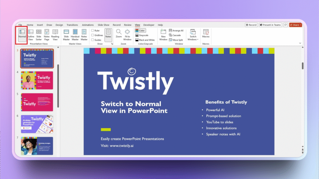 Switch to Normal View in PowerPoint