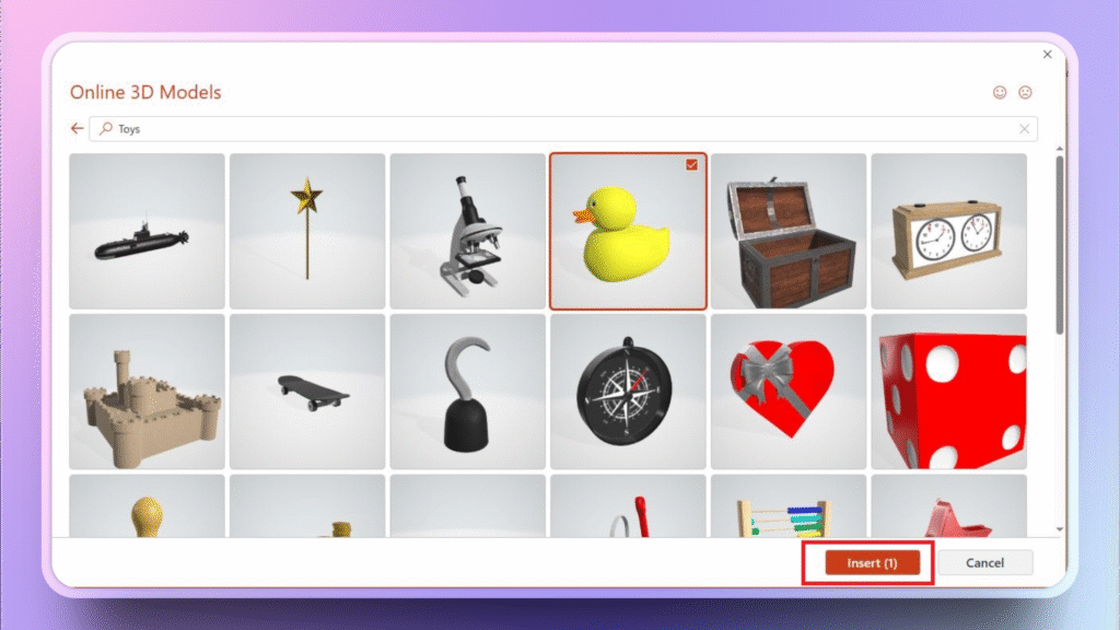 Insert a 3D diagram in PowerPoint
