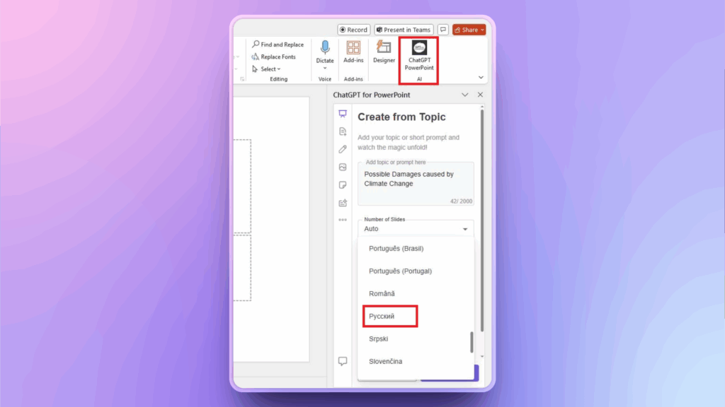 make PPT in multiple languages