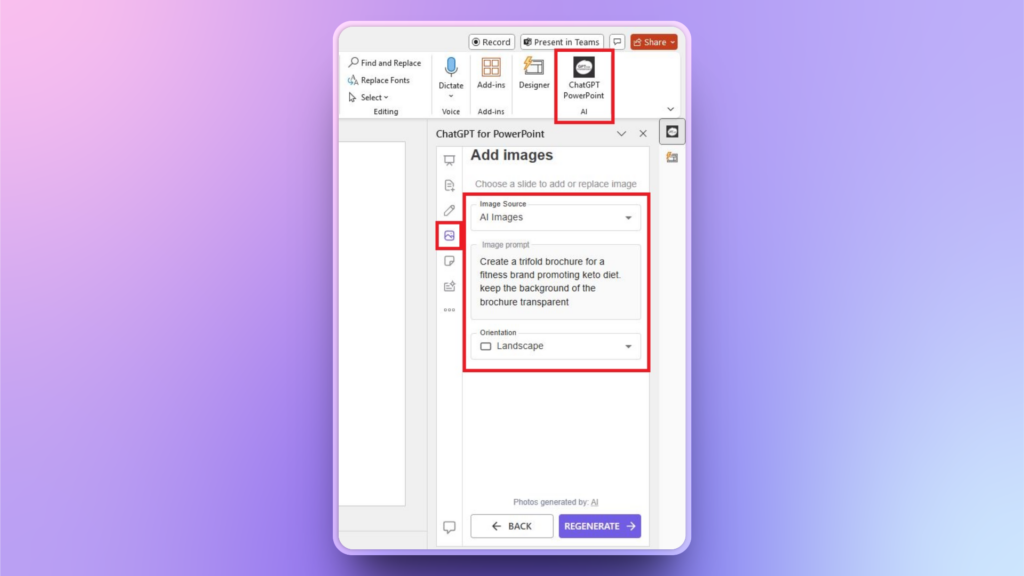 make template with AI in PowerPoint