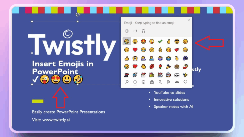 How do I insert emoji in PowerPoint