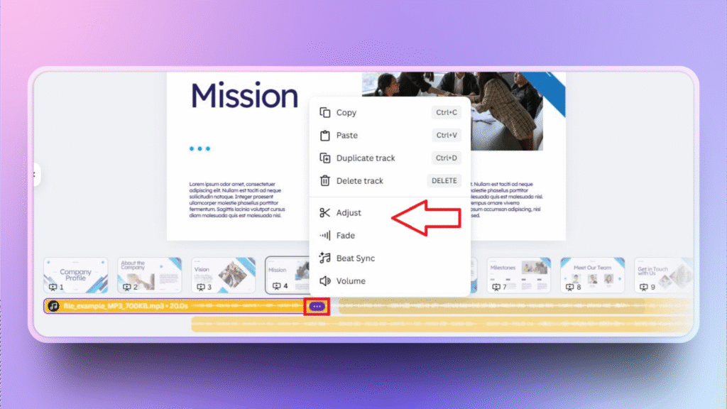 adding audio to Canva presentation