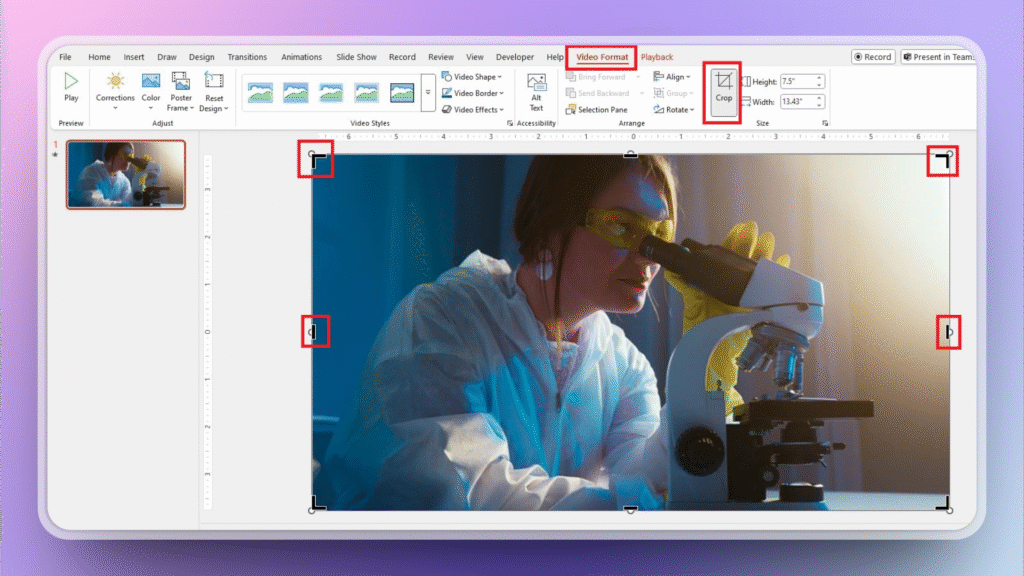 Video format tab in PowerPoint
