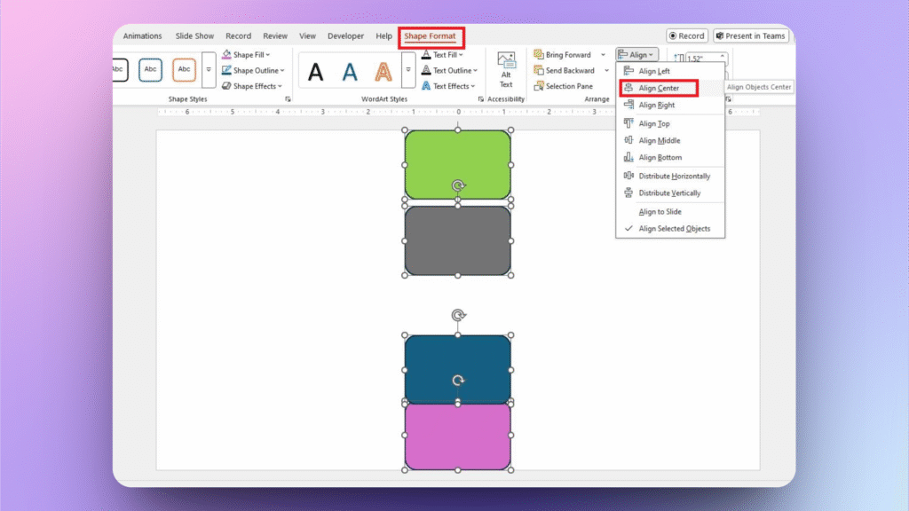 align objects in PPT