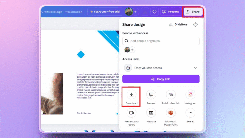 Downalod Canva presentation