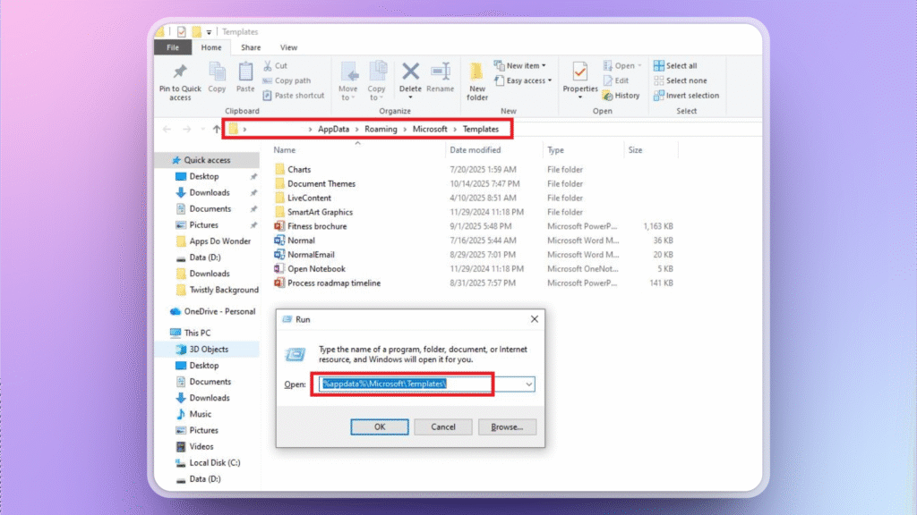 PowerPoint templates folder