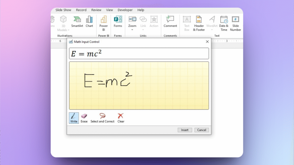 draw an equation in PowerPoint