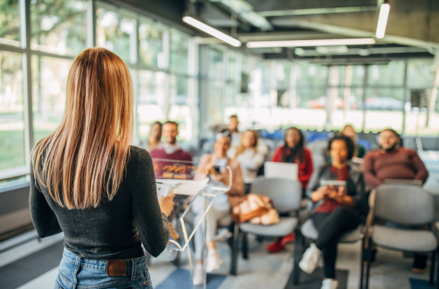 student using AI presentation maker