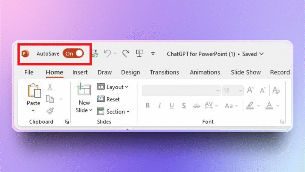 Autosave feature in PowerPoint