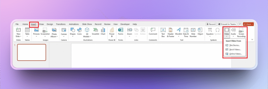 Insert a video in PowerPoint