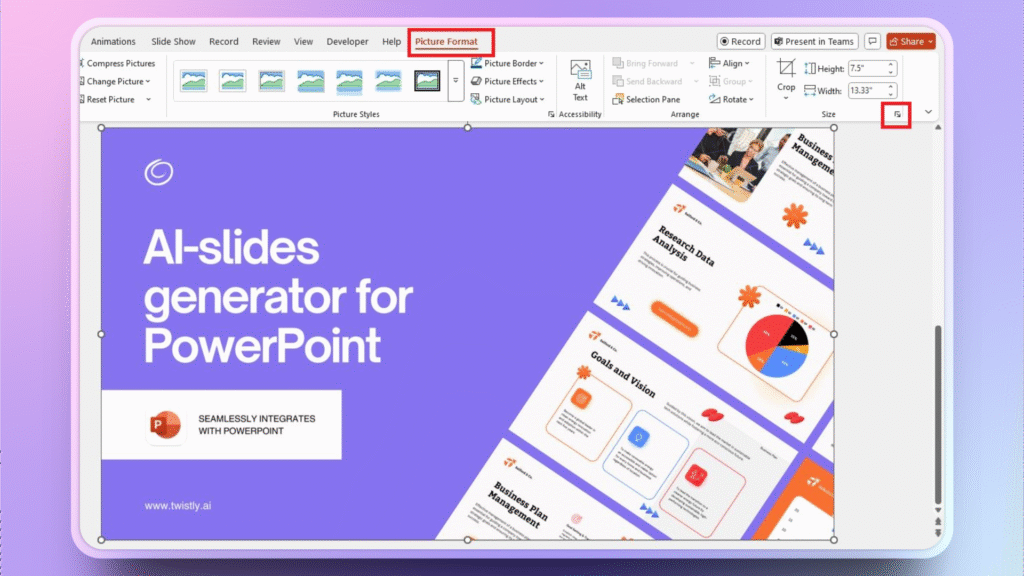 picture format in PowerPoint