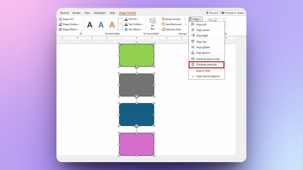 distribure objects vertically