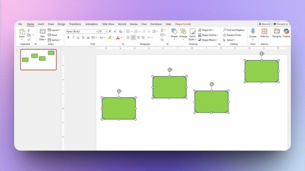 multiple shapes in slide