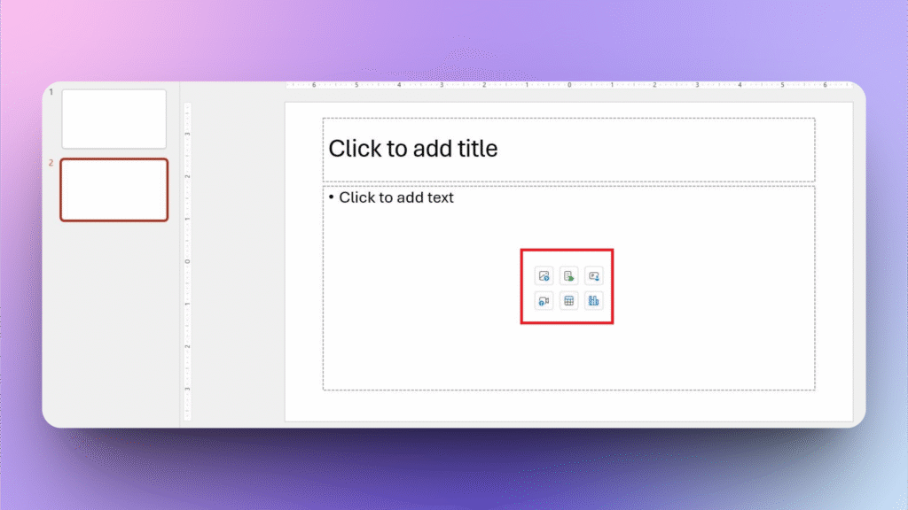 where is content placeholder in PowerPoint