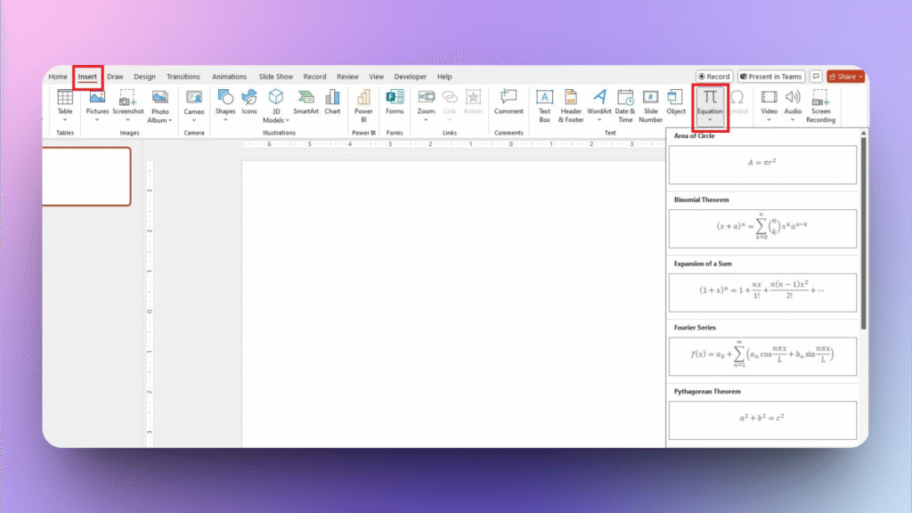 Equation in PowerPoint