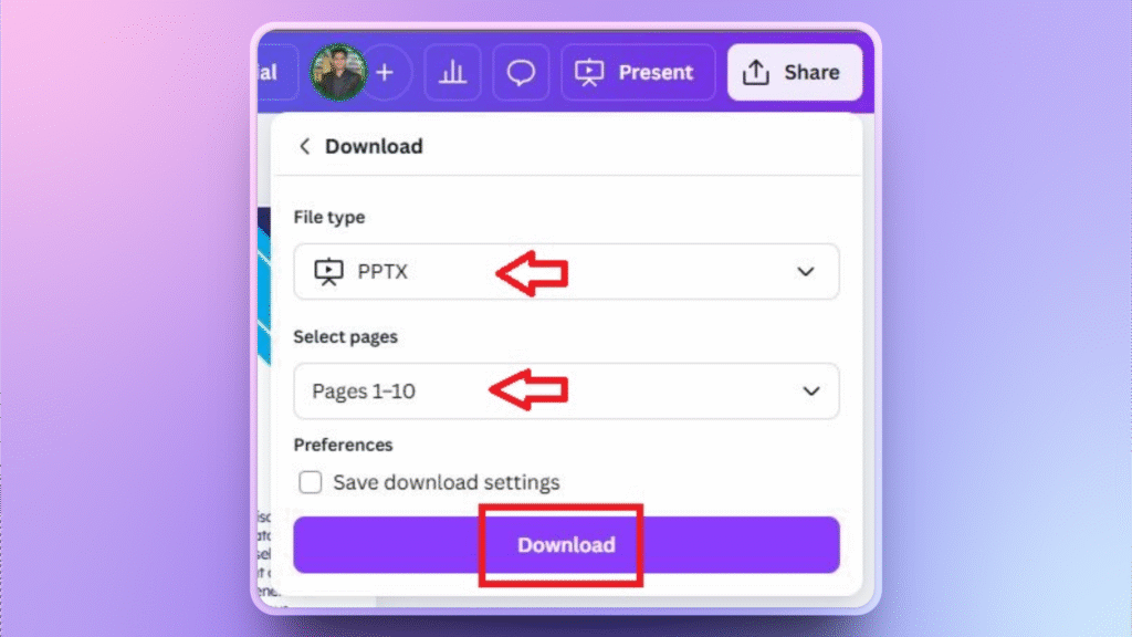 Download canva slides