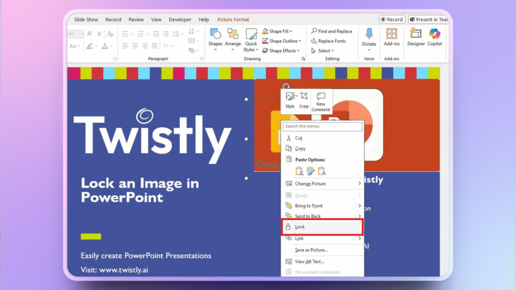 lock an image in PowerPoint