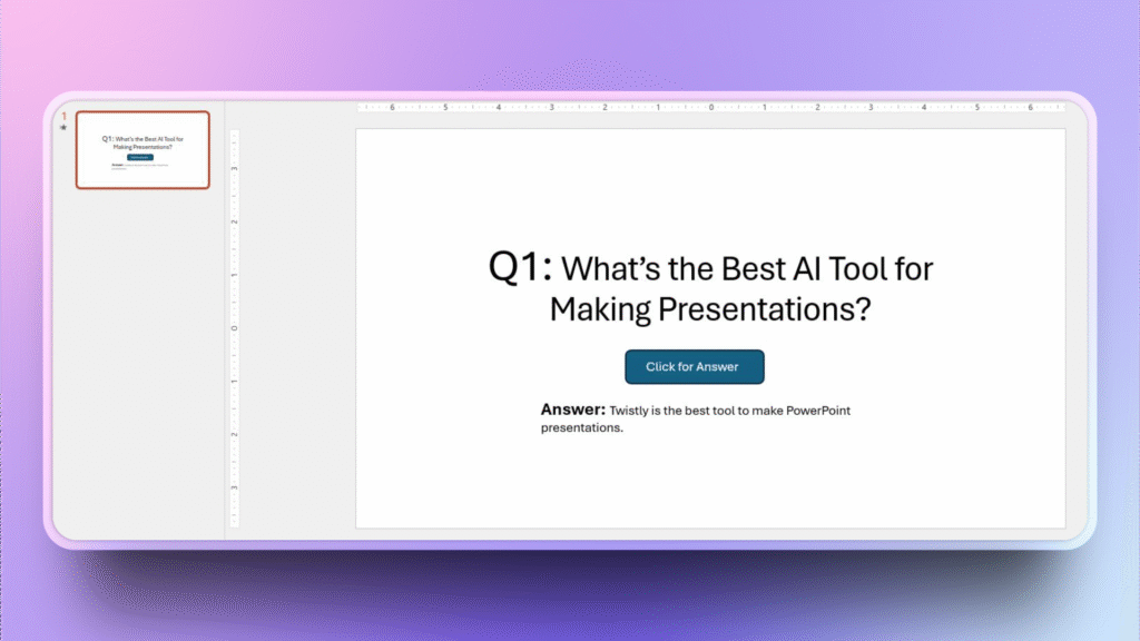 add answert o quiz slide