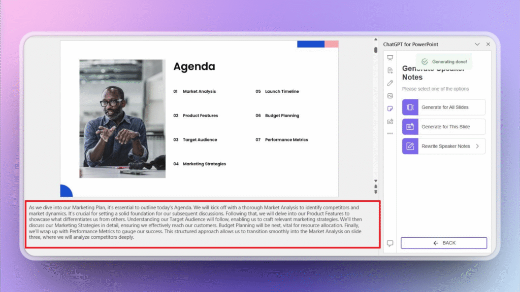 speaker notes with AI