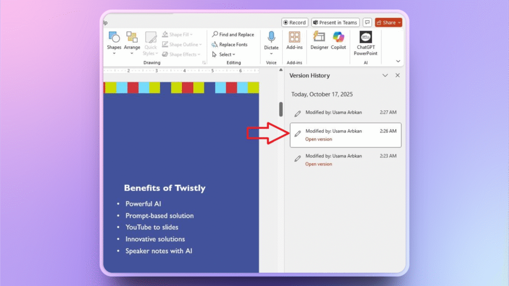 How to view version history in PowerPoint