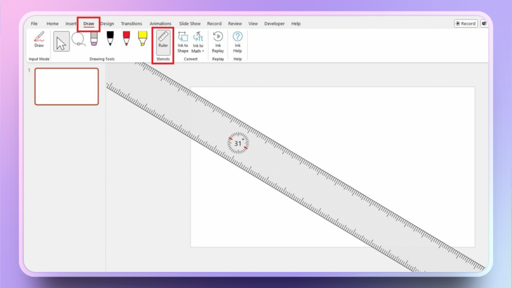 Display ruler in PowerPoint